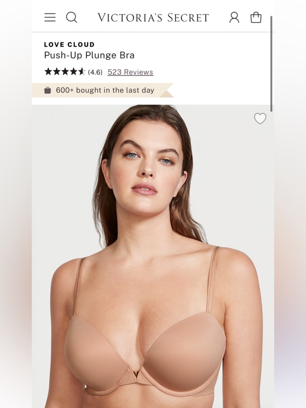 Victoria's Secret Nude Love Cloud Push Up Plunge Bra